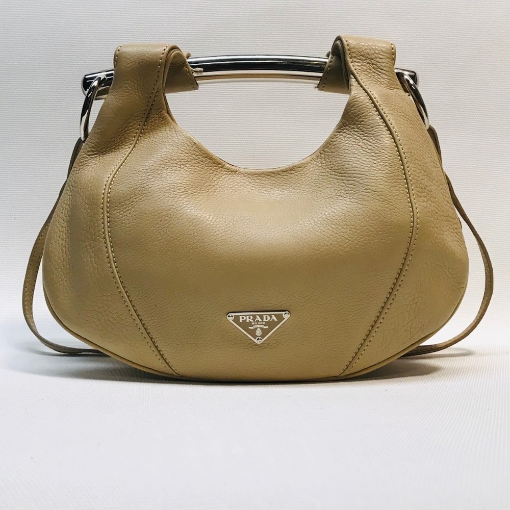 100% Authentic Prada Beige bag silver hardware